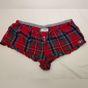 Gilly Hicks Red Plaid Women’s Lounge Shorts with Button Front